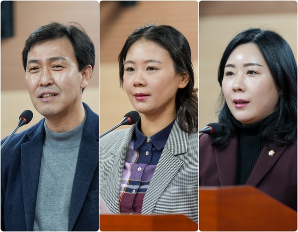 (왼쪽부터)아산시의회 명노봉 의원, 김미영 의원, 김은아 의원