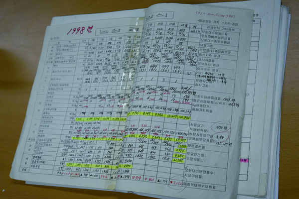 김선일 에코팜(주) 대표이사는 1998년부터 농장과 관련된 정보를 기입하는 일지를 작성하고 있다.