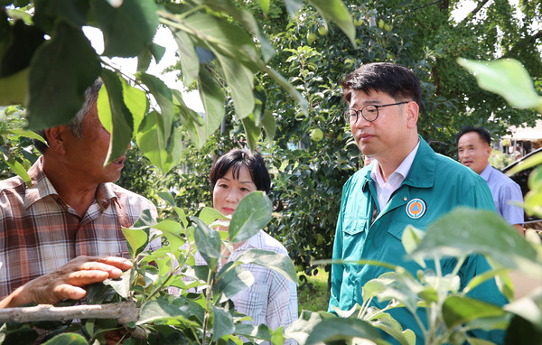 권재한 농촌진흥청장은 1일 충남 당진시에서 과수화상병으로 부분 폐원한 사과 과수원을 찾아 관리현황을 살펴보는 등 과수화상병 방제 추진상황을 점검했다