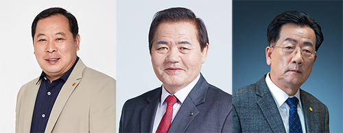 왼쪽부터 기호 1번 김삼주 후보, 기호 2번 이동활 후보, 기호 3번 민경천 후보.