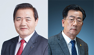 왼쪽부터 기호2번 이동활 후보, 기호3번 민경천 후보.