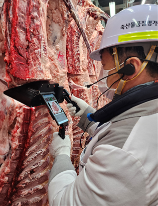인공지능 기반 품질 평가 장비를 이용해 품질을 평가하고 있는 모습.