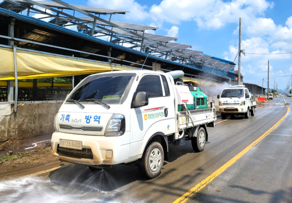 침수 축사와 침수지역에 집중 방역 활동을 실시하고 있다.