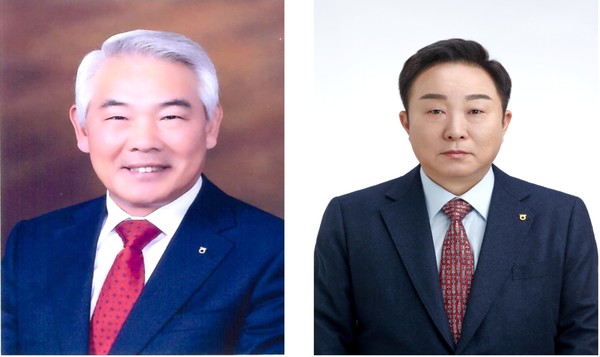 김태용 부산축협 김태용 조합장(왼쪽)과 문웅섭 명지농협 조합장(오른쪽).