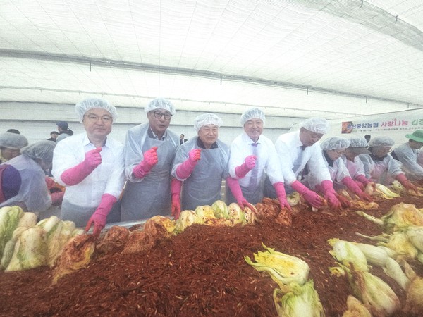 김장김치 버무리는 모습