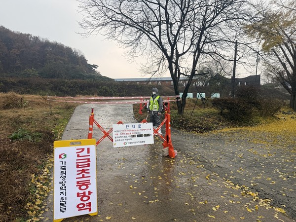 긴급초동방역 모습. [가축위생방역지원본부 제공]